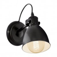 Eglo-Priddy Interior Wall Light - Black/White With Metal Shade